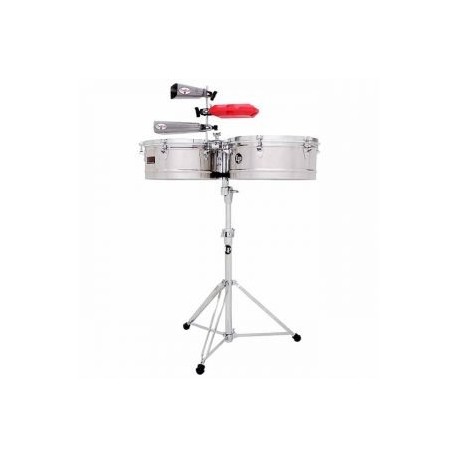 Timbales LP Prestige Thunder Timbs Acero Inoxidable 15″ & 16″ Con Atril LP1516-S